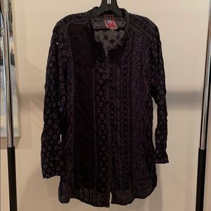 Johnny Was Navy patterned top